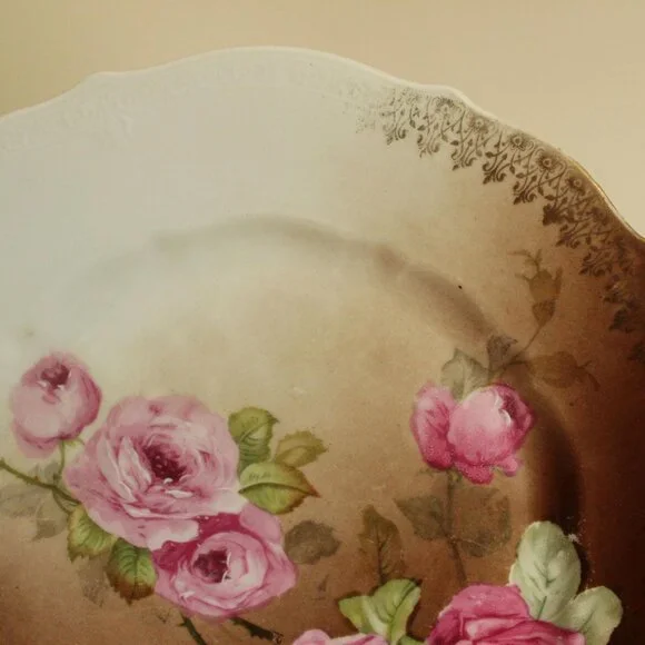 Vintage Antique 1800s 1900s Plate, CT Carl Tielsch Austria Pink and Brown Rose - Picture 10 of 10